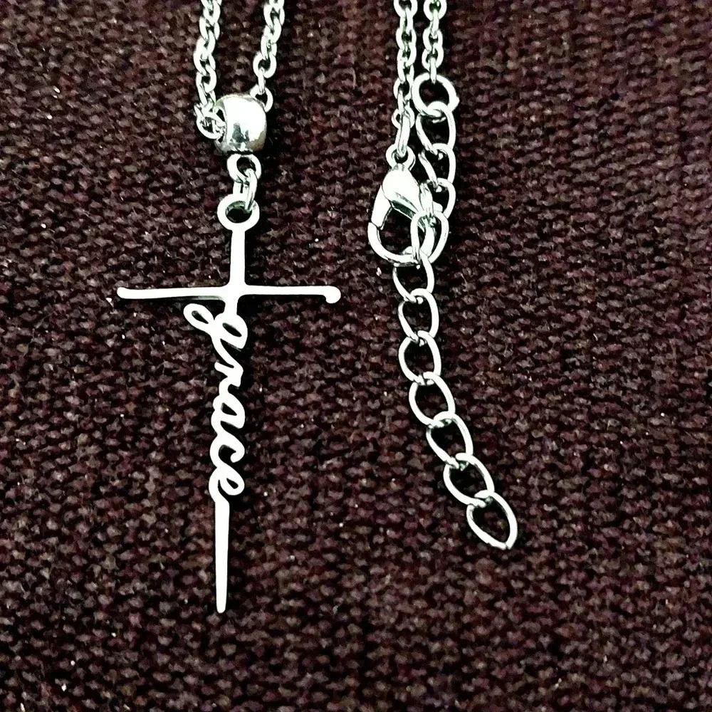 Grace God Jesus Cross Stainless Steel Necklace